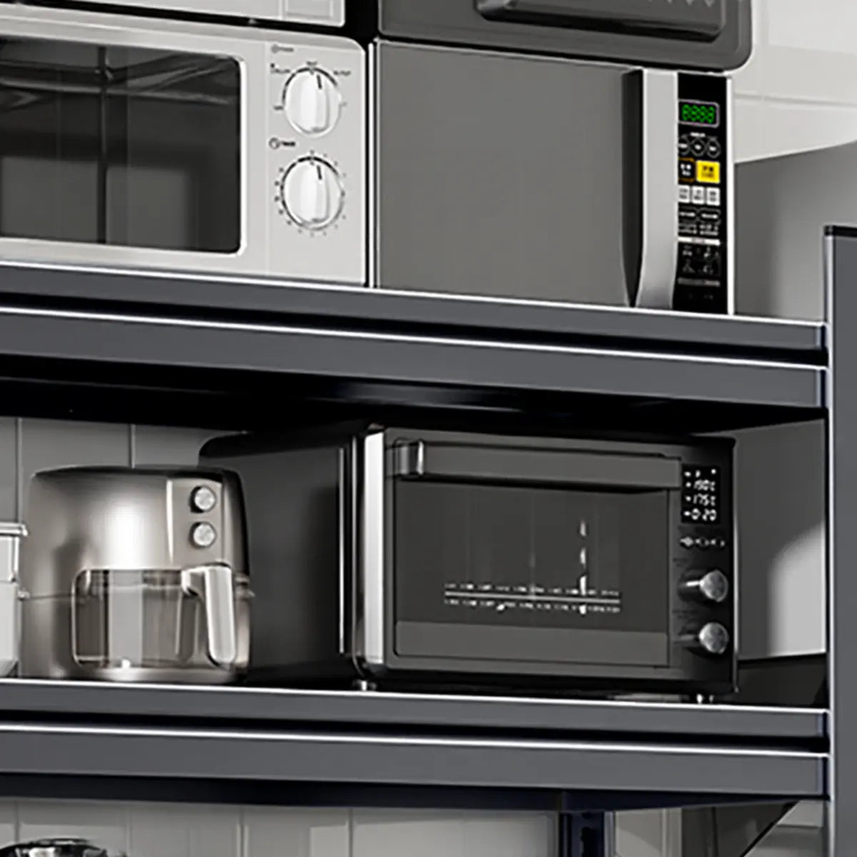 Gray Rust Resistant Metal Baker's Rack with Microwave Shelf