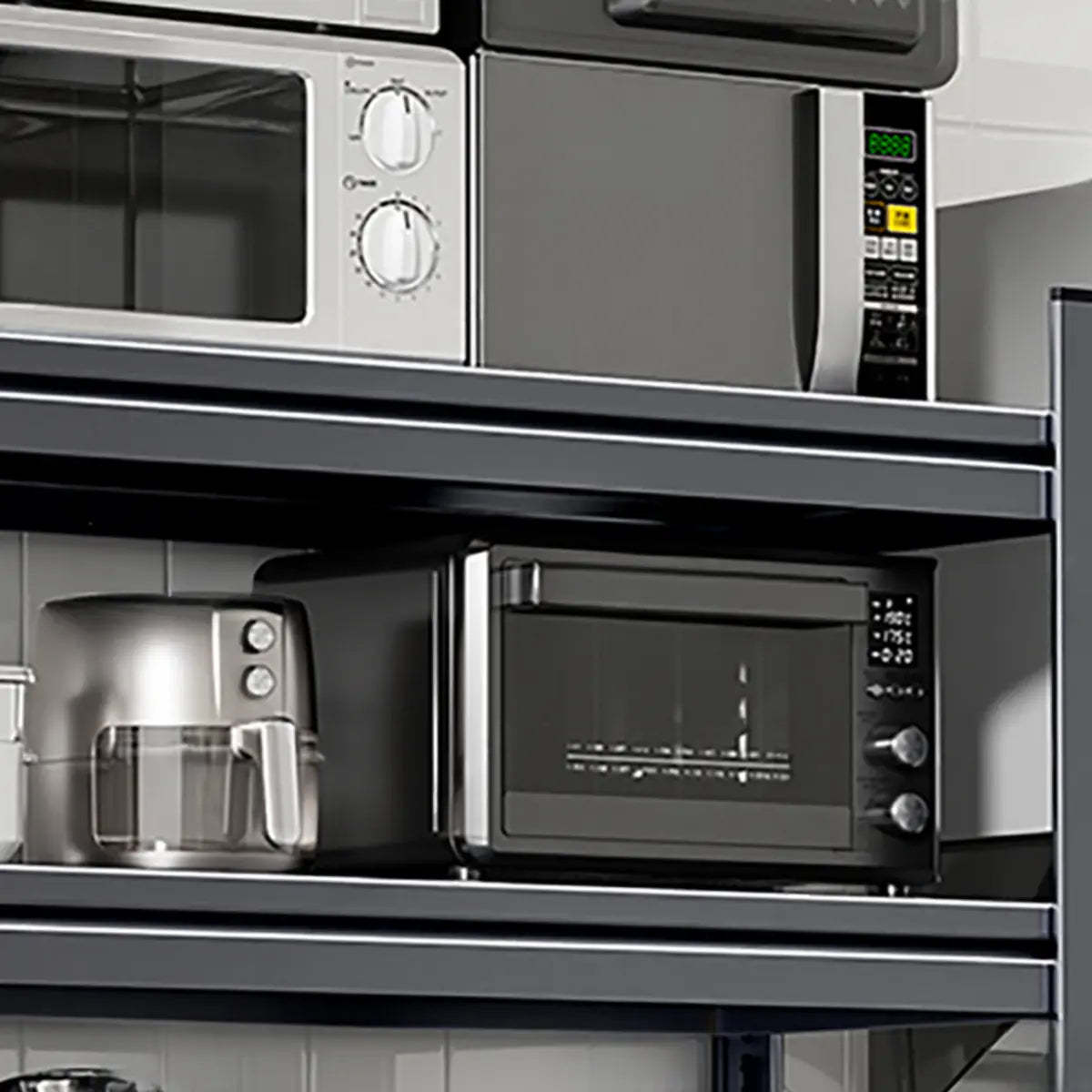 Gray Rust Resistant Metal Baker's Rack with Microwave Shelf