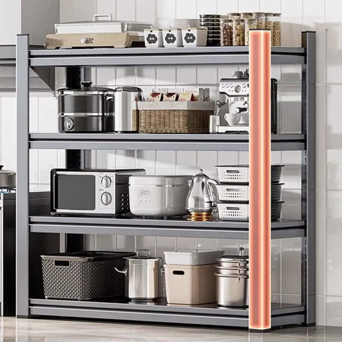 Gray Rust Resistant Metal Baker's Rack with Microwave Shelf