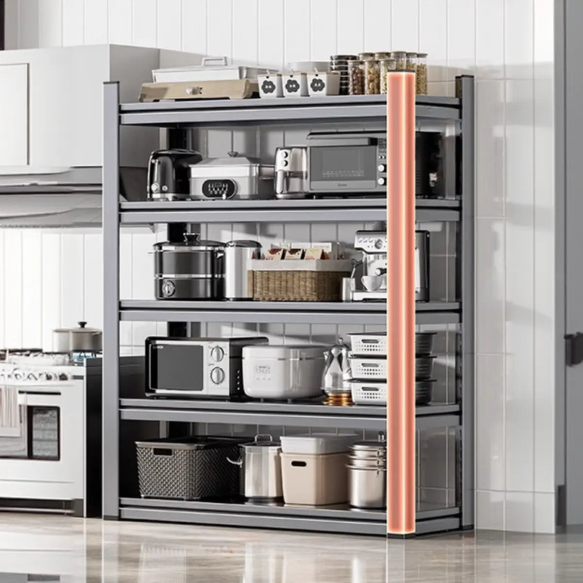 Gray Rust Resistant Metal Baker's Rack with Microwave Shelf