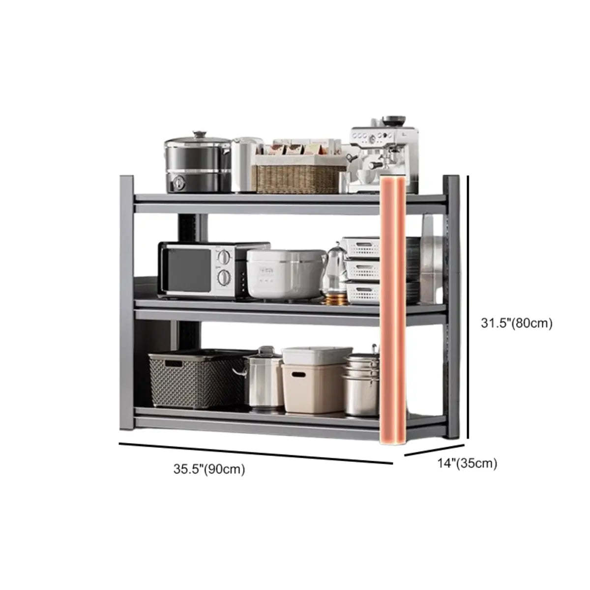 Gray Rust Resistant Metal Baker's Rack with Microwave Shelf