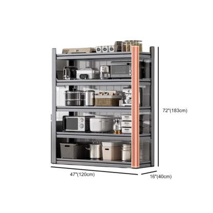 Gray Rust Resistant Metal Baker's Rack with Microwave Shelf