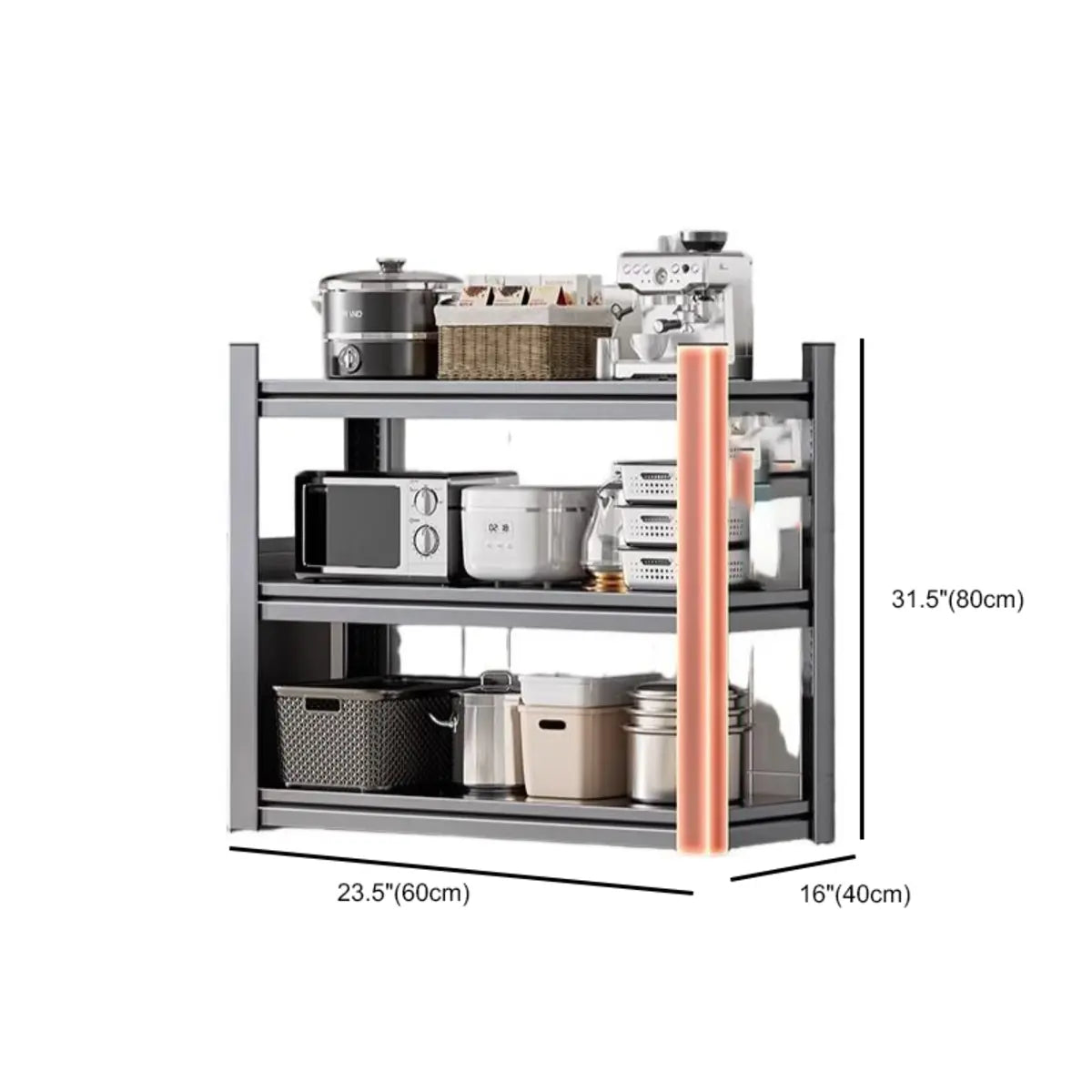 Gray Rust Resistant Metal Baker's Rack with Microwave Shelf