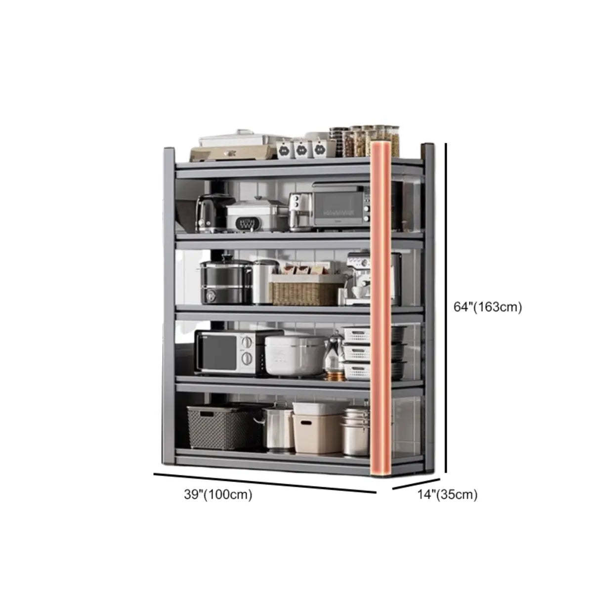 Gray Rust Resistant Metal Baker's Rack with Microwave Shelf