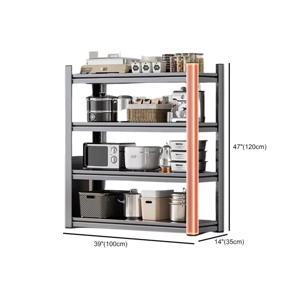Gray Rust Resistant Metal Baker's Rack with Microwave Shelf