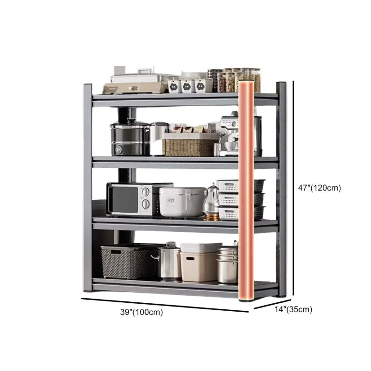 Gray Rust Resistant Metal Baker's Rack with Microwave Shelf