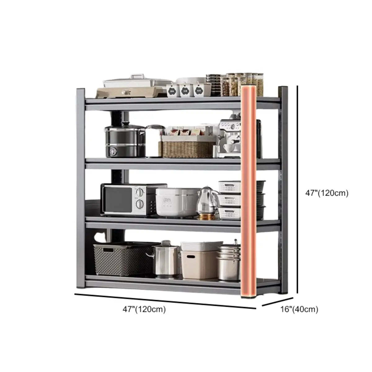 Gray Rust Resistant Metal Baker's Rack with Microwave Shelf