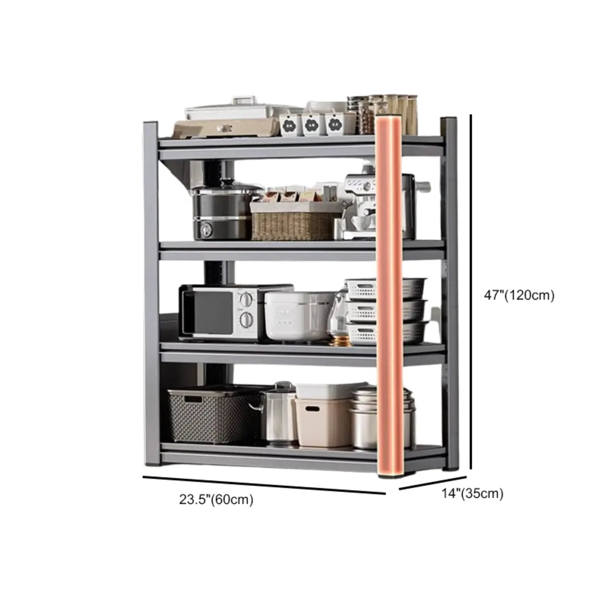 Gray Rust Resistant Metal Baker's Rack with Microwave Shelf