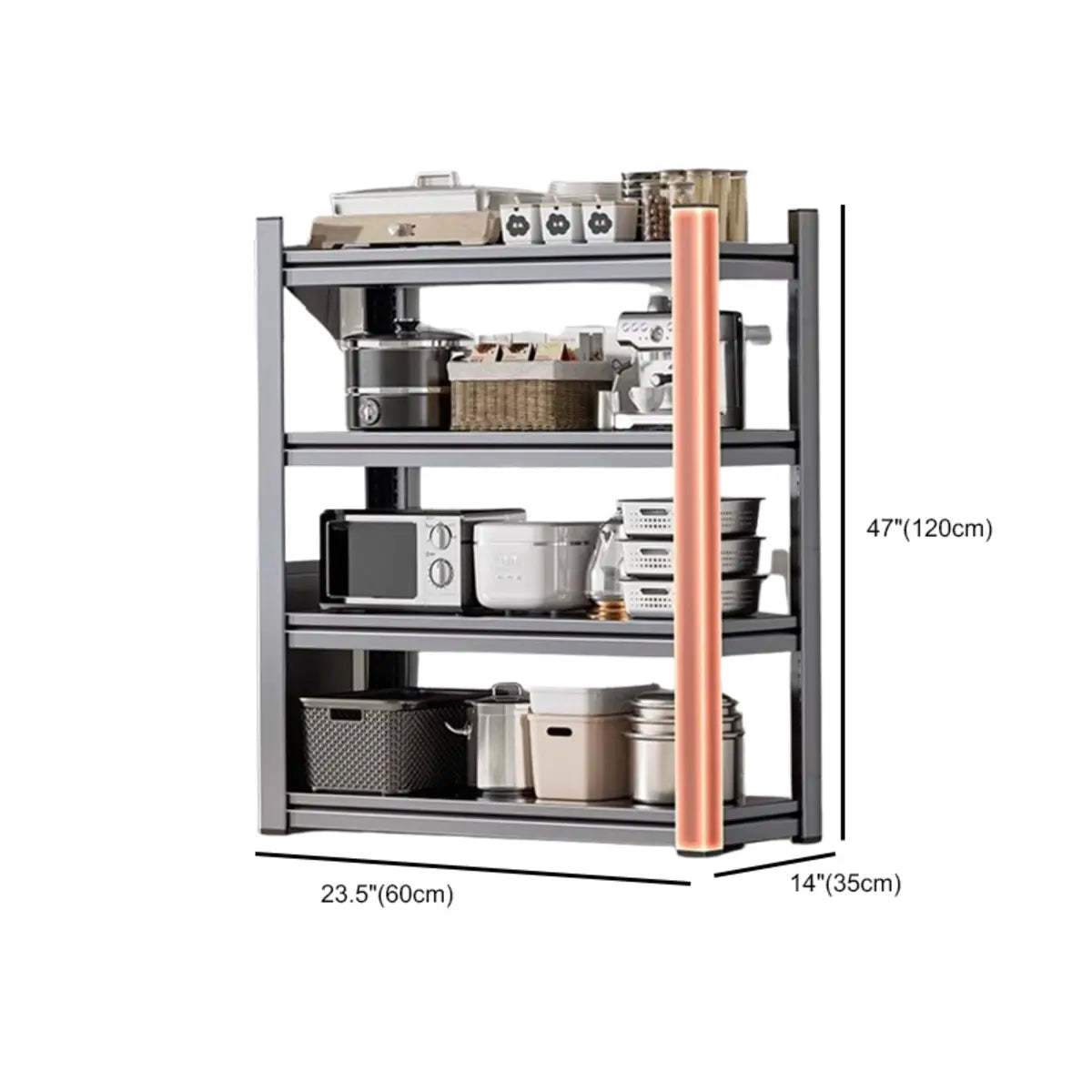 Gray Rust Resistant Metal Baker's Rack with Microwave Shelf