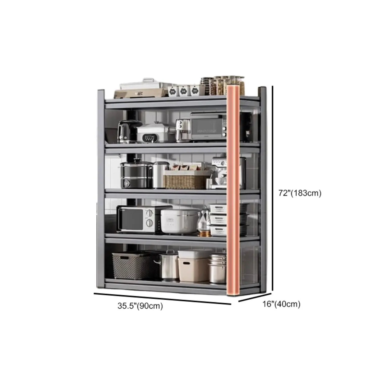 Gray Rust Resistant Metal Baker's Rack with Microwave Shelf