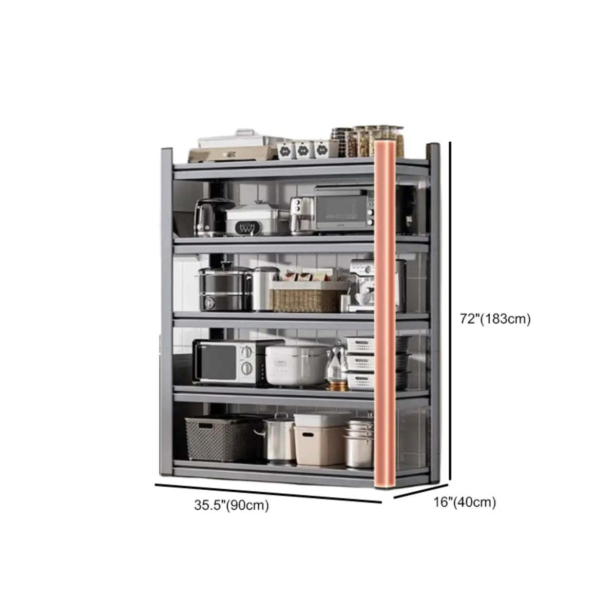 Gray Rust Resistant Metal Baker's Rack with Microwave Shelf