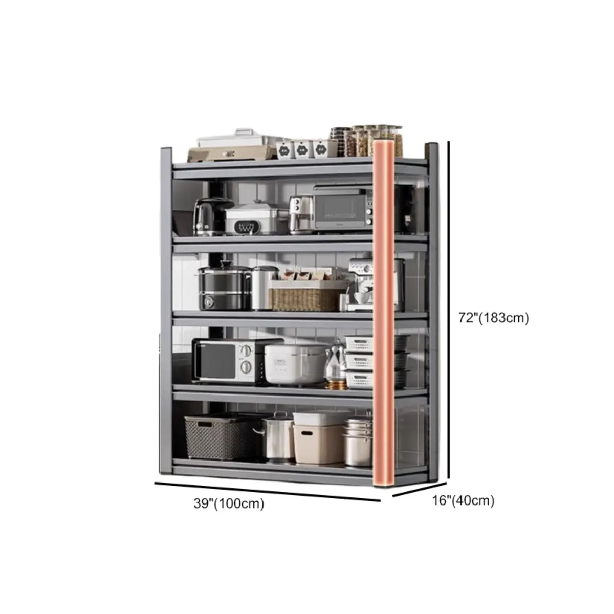 Gray Rust Resistant Metal Baker's Rack with Microwave Shelf
