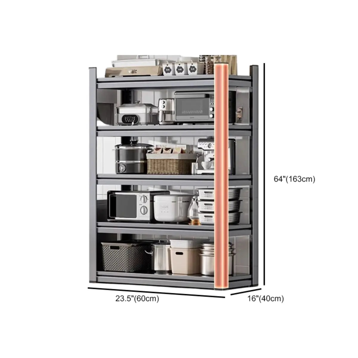 Gray Rust Resistant Metal Baker's Rack with Microwave Shelf