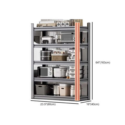 Gray Rust Resistant Metal Baker's Rack with Microwave Shelf