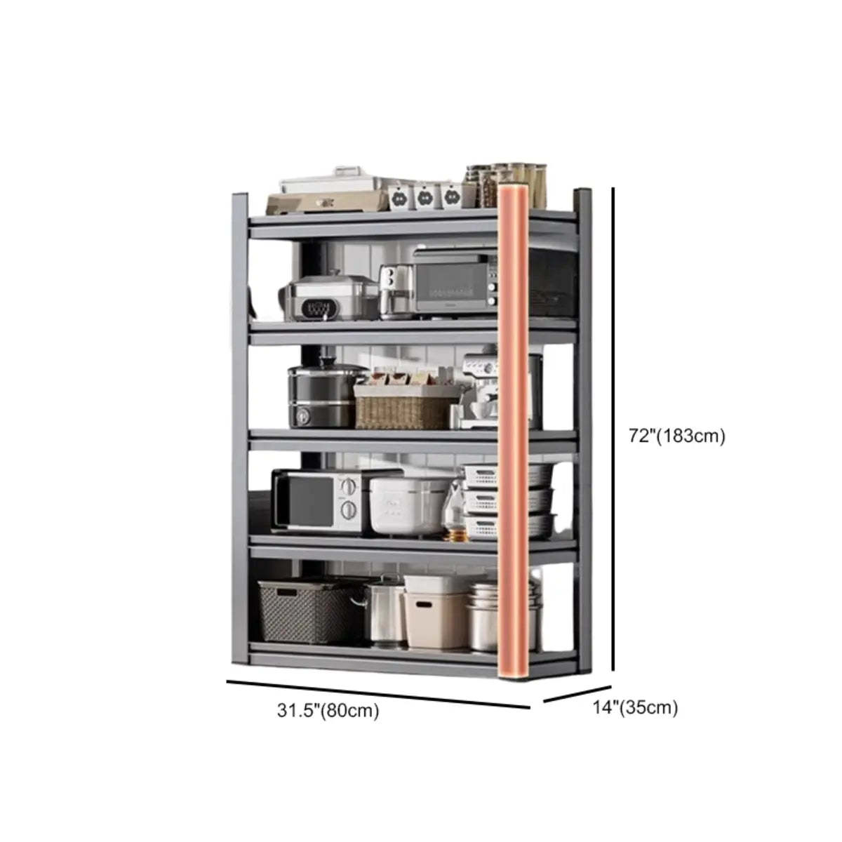 Gray Rust Resistant Metal Baker's Rack with Microwave Shelf