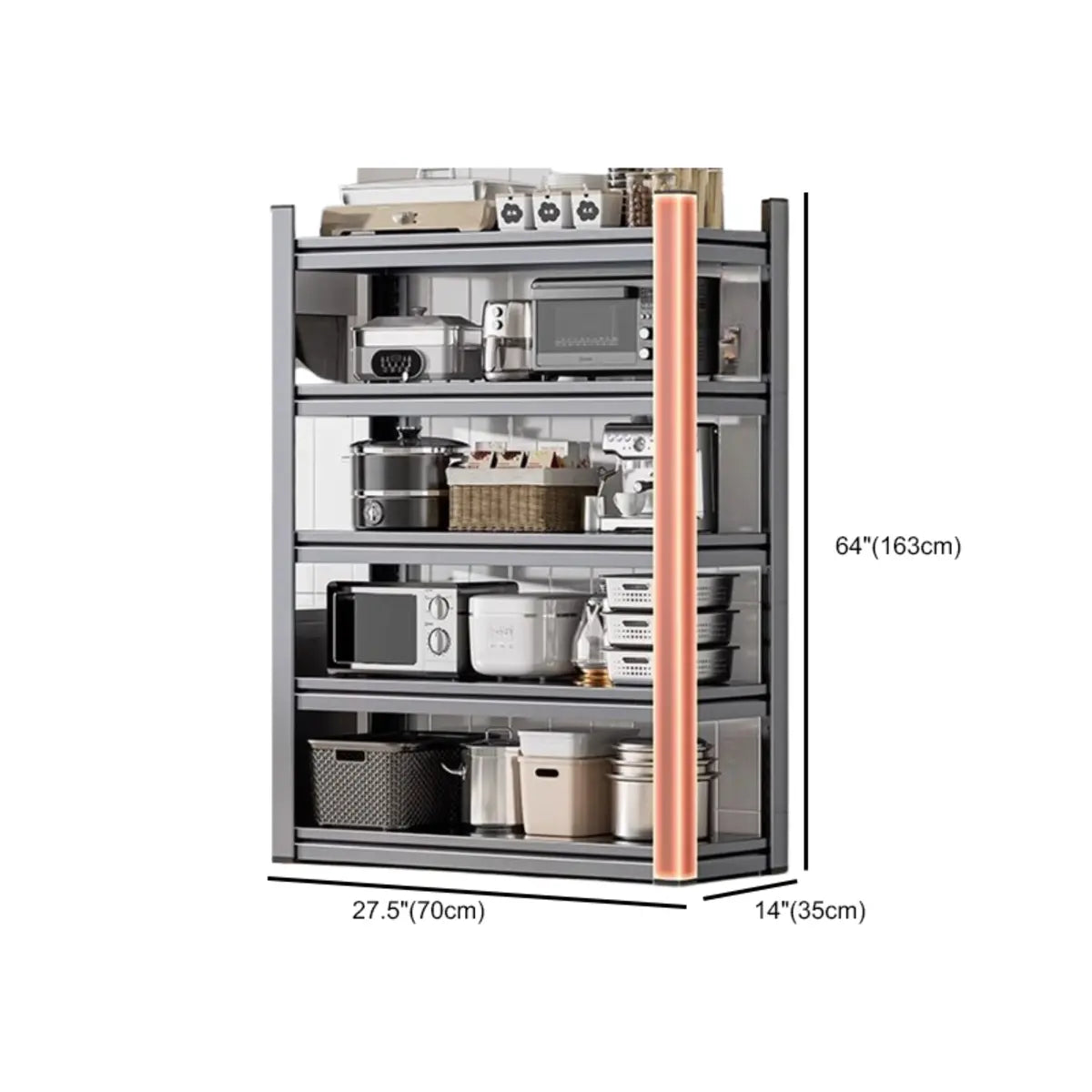 Gray Rust Resistant Metal Baker's Rack with Microwave Shelf