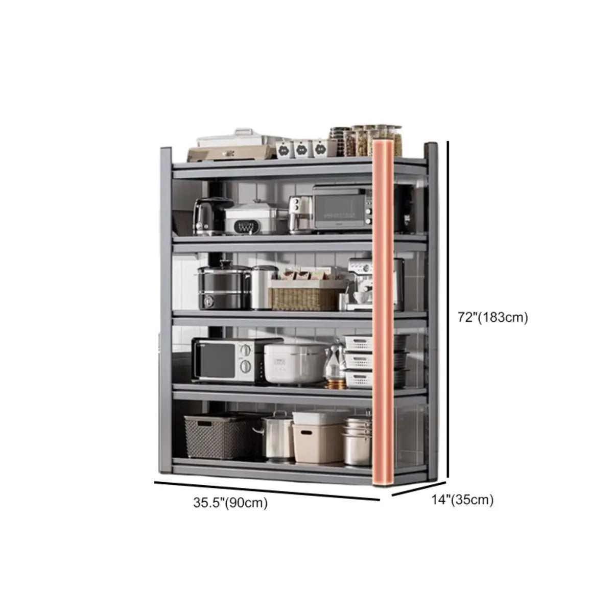 Gray Rust Resistant Metal Baker's Rack with Microwave Shelf