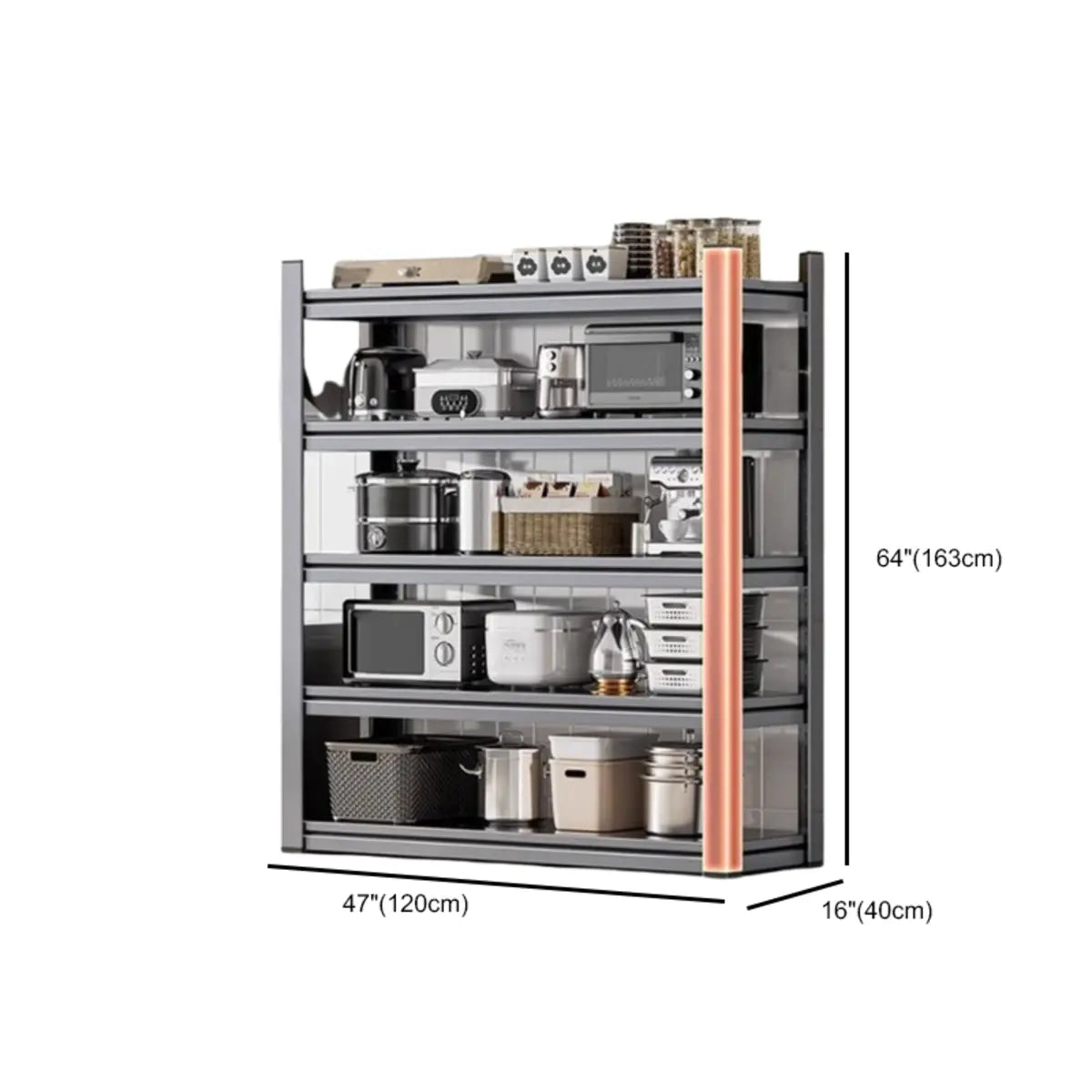 Gray Rust Resistant Metal Baker's Rack with Microwave Shelf