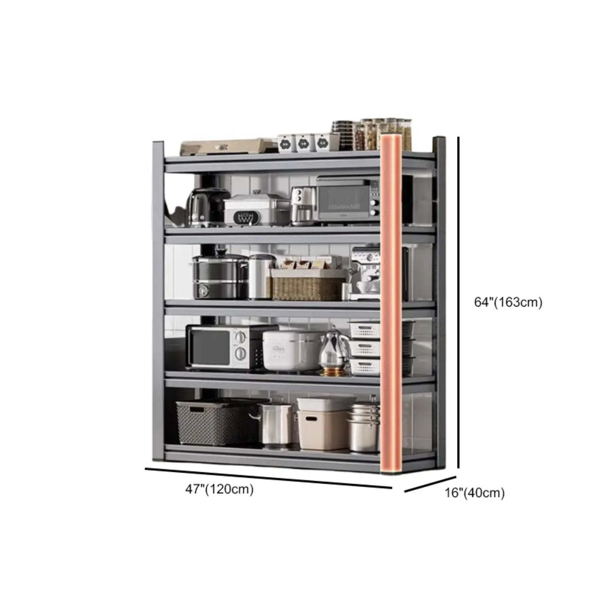 Gray Rust Resistant Metal Baker's Rack with Microwave Shelf