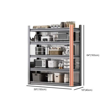 Gray Rust Resistant Metal Baker's Rack with Microwave Shelf
