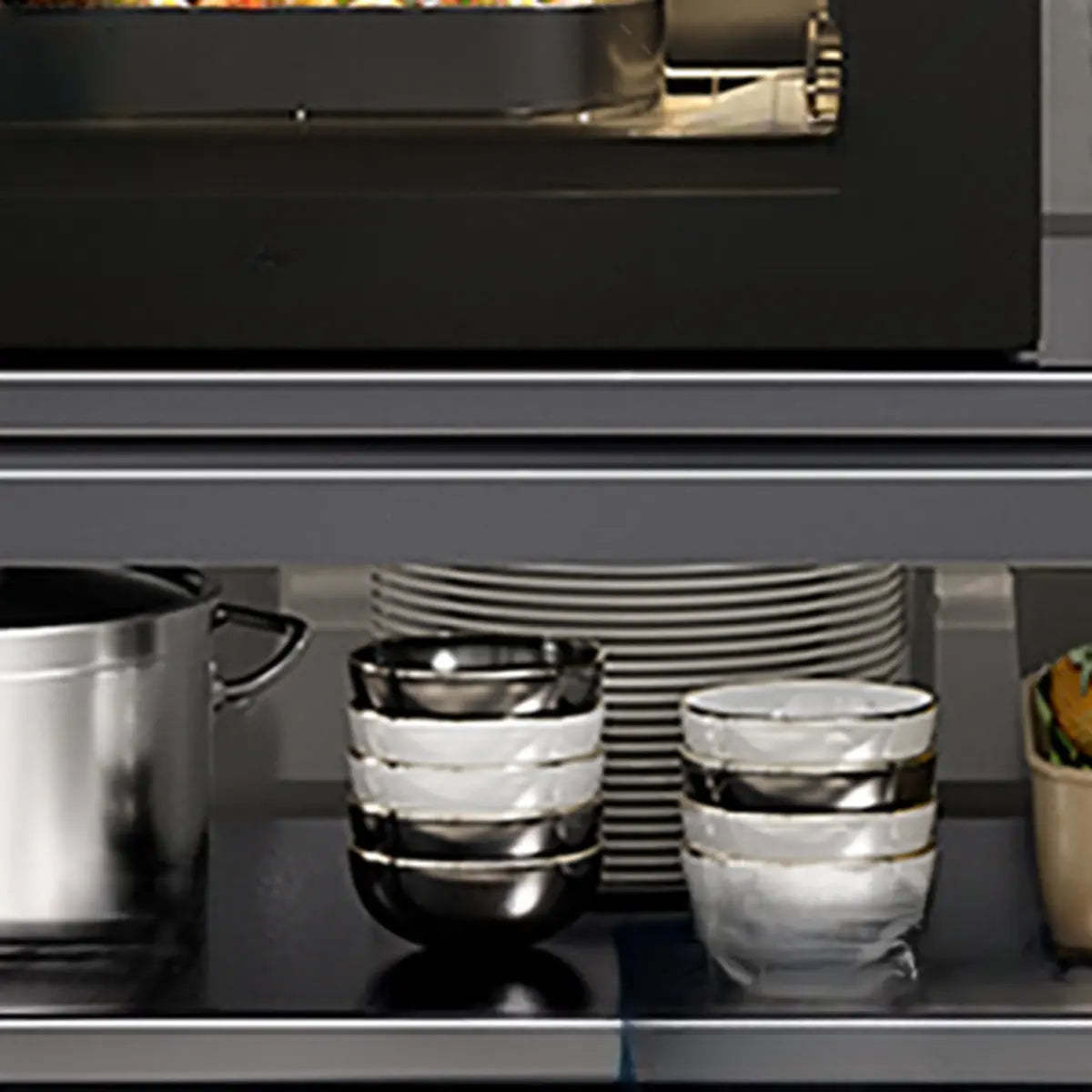 Gray Rust Resistant Metal Baker's Rack with Microwave Shelf