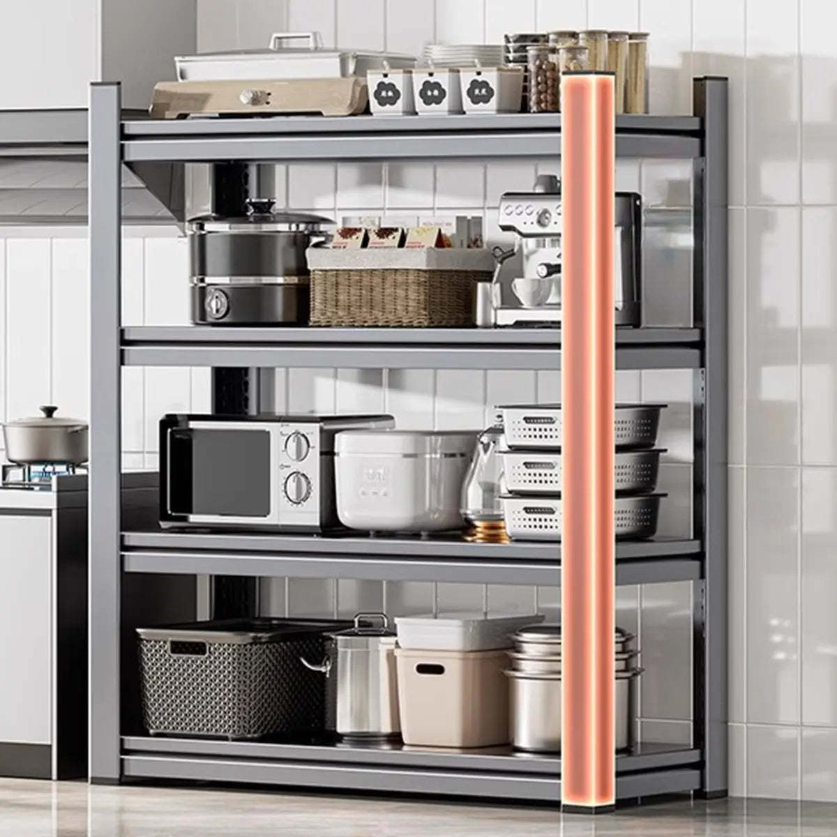 Modern baker's resistant gray display cabinets, Lighom — 24" L x 14" W x 47" H