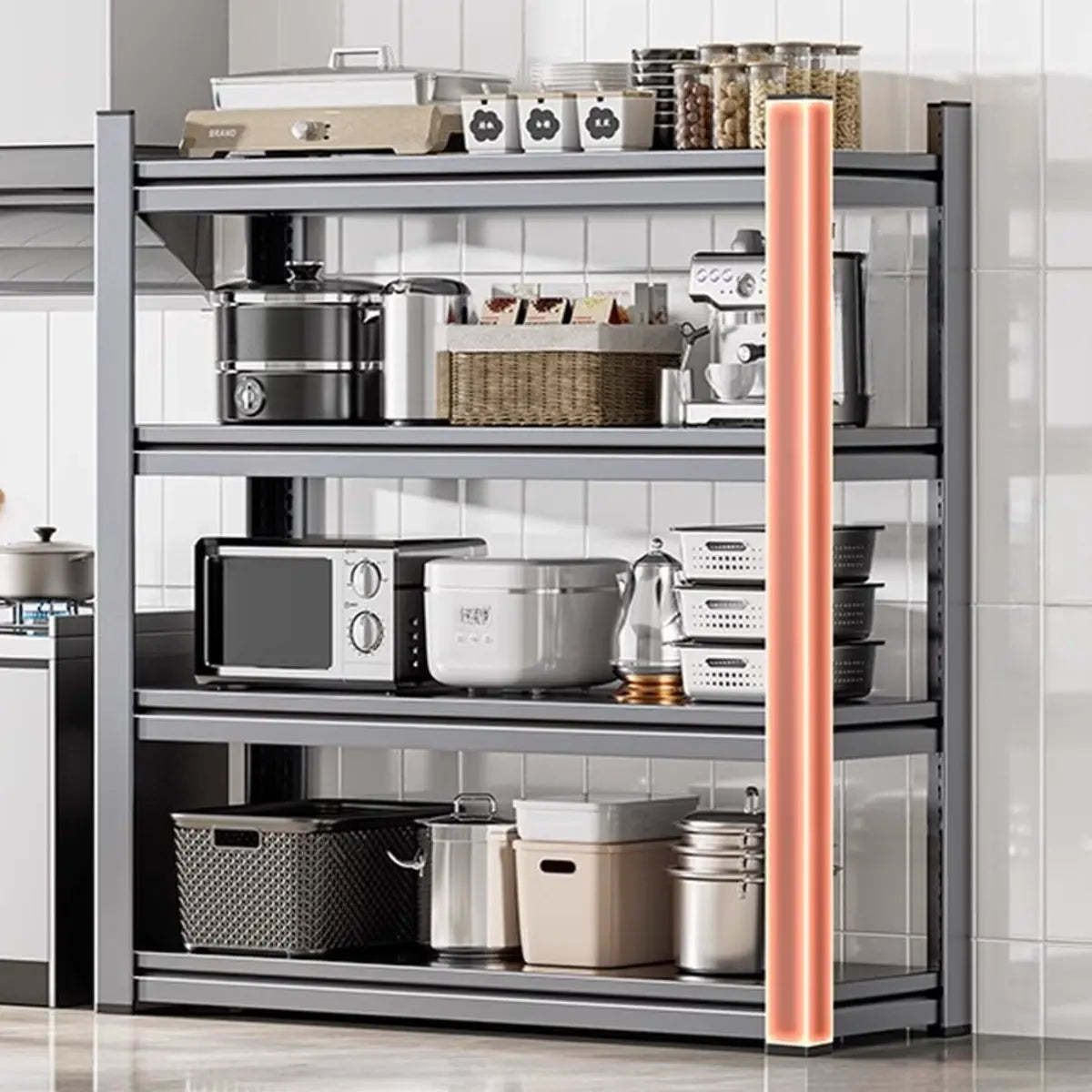Gray Rust Resistant Metal Baker's Rack with Microwave Shelf