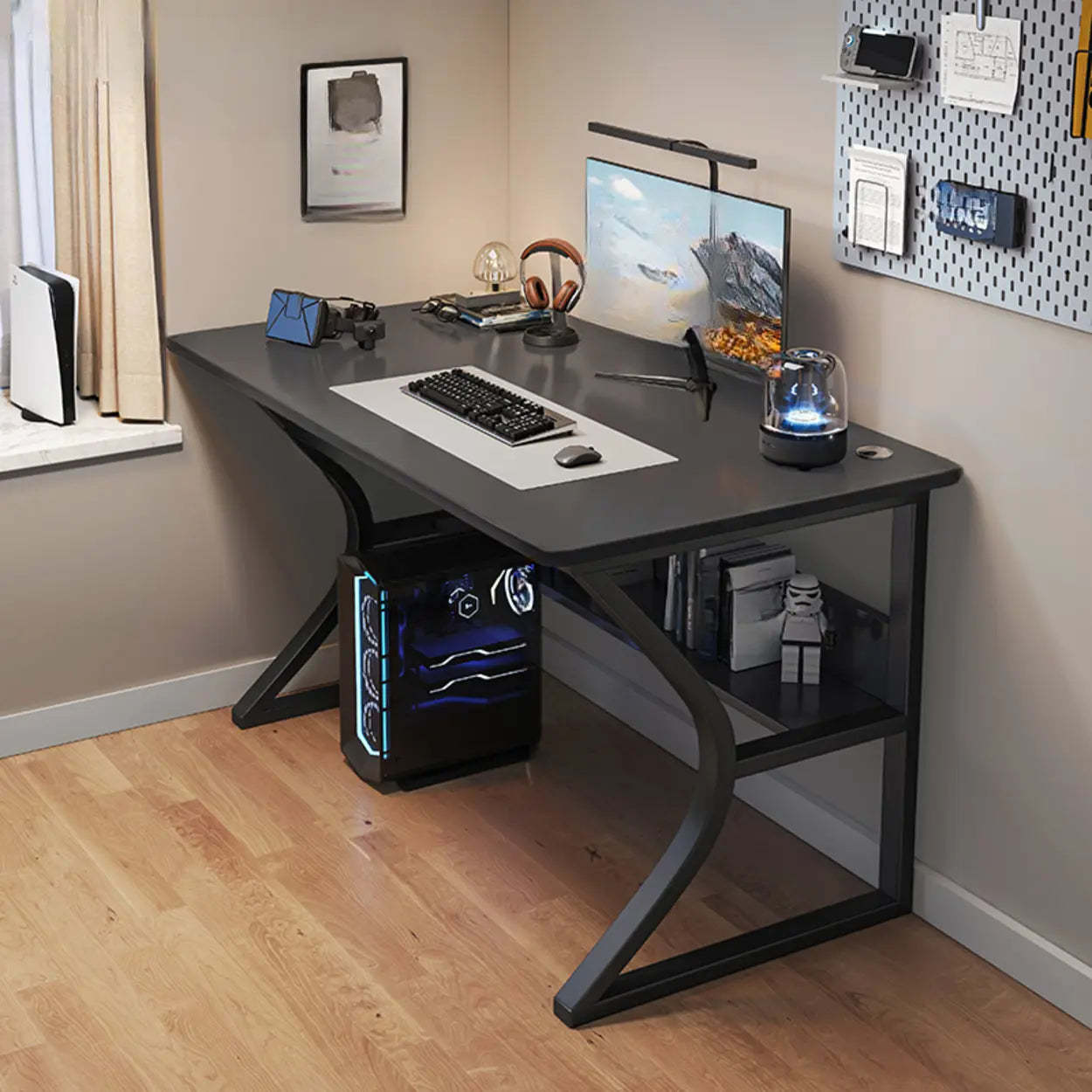 Modern computer desk gray desks in stone wood metal