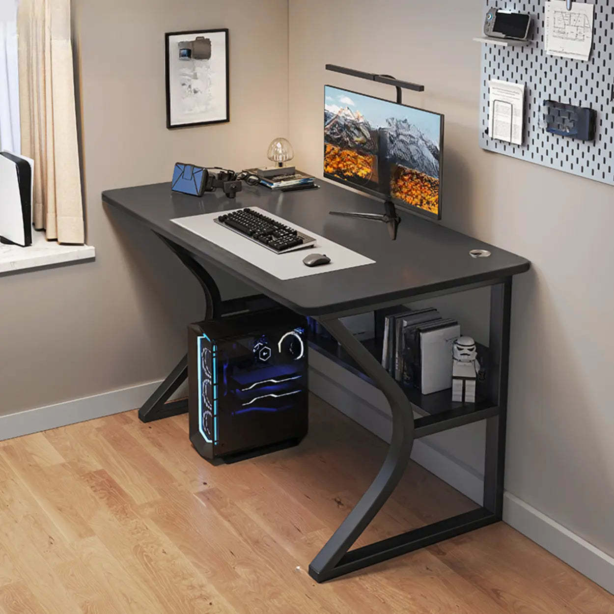 Lighom modern butcher block stone desks — 31.5" L x 19.7" W x 29.5" H / Black