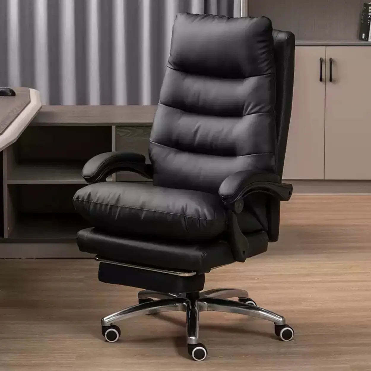 Swivel Leather Office Chair with Footrest