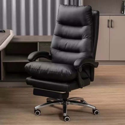 Swivel Leather Office Chair with Footrest