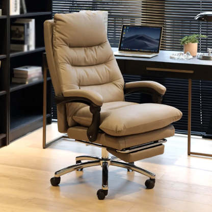 Swivel Leather Office Chair with Footrest