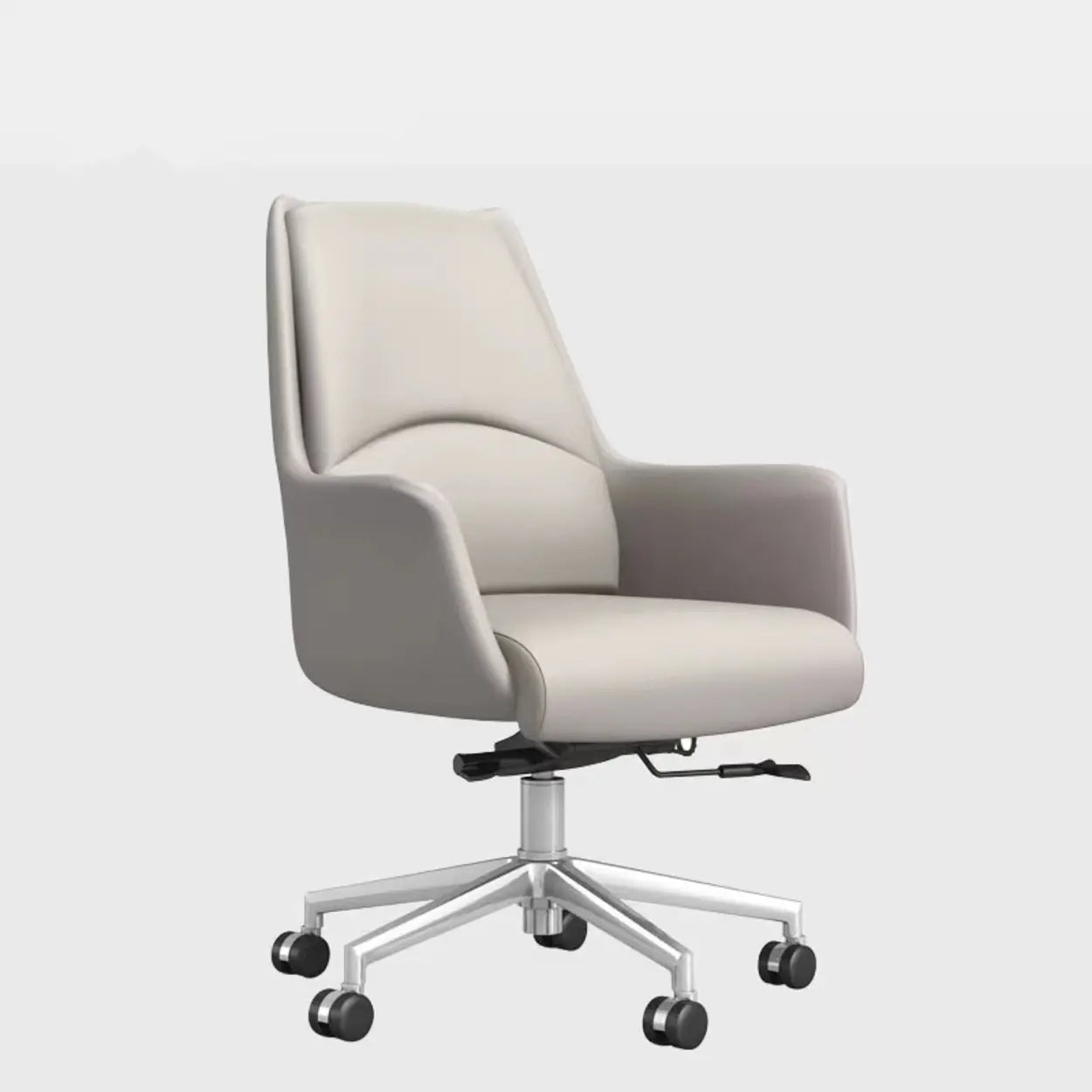 Gray Faux Leather Swivel Office Chair with Armrests