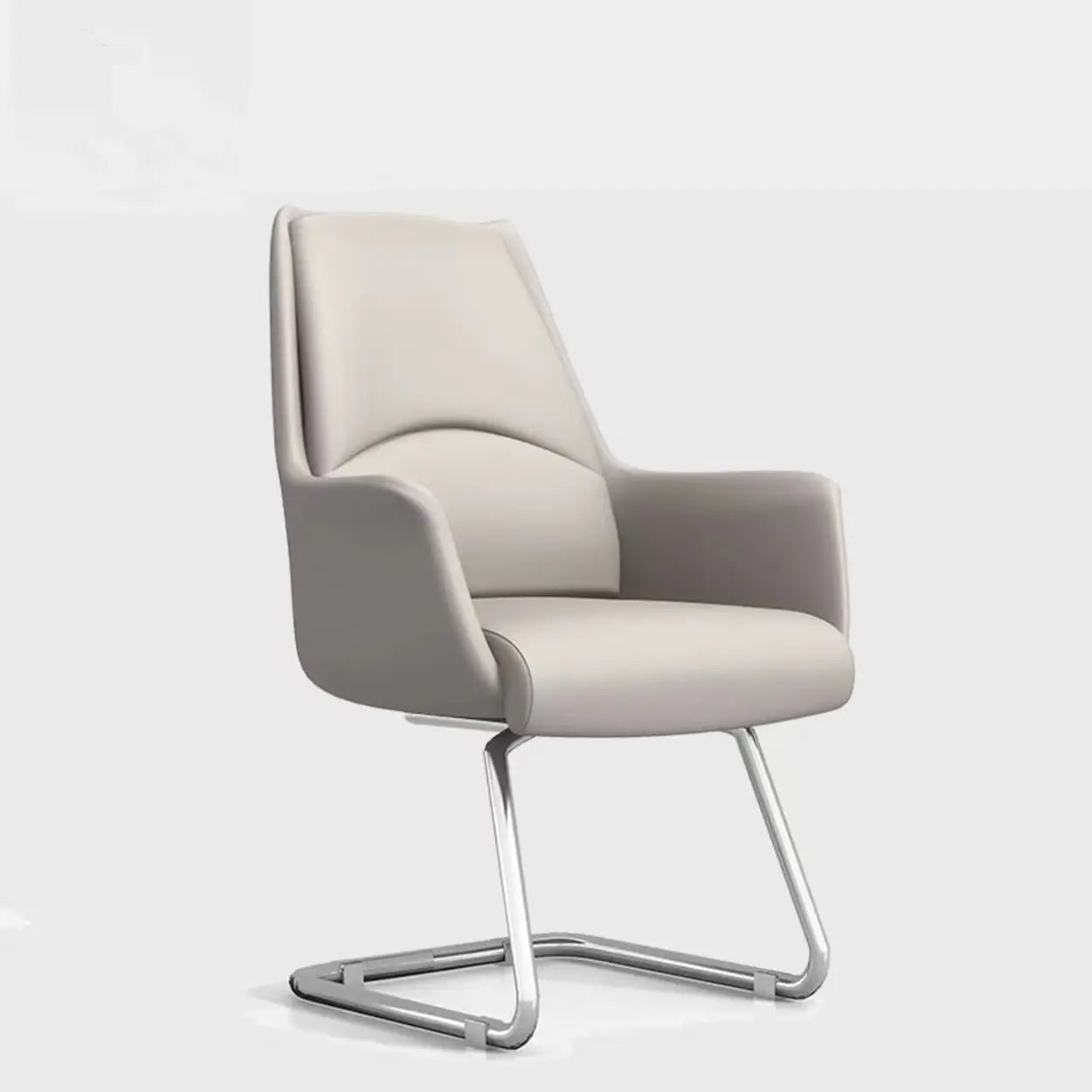 Gray Faux Leather Swivel Office Chair with Armrests — Black / Casters Not Included