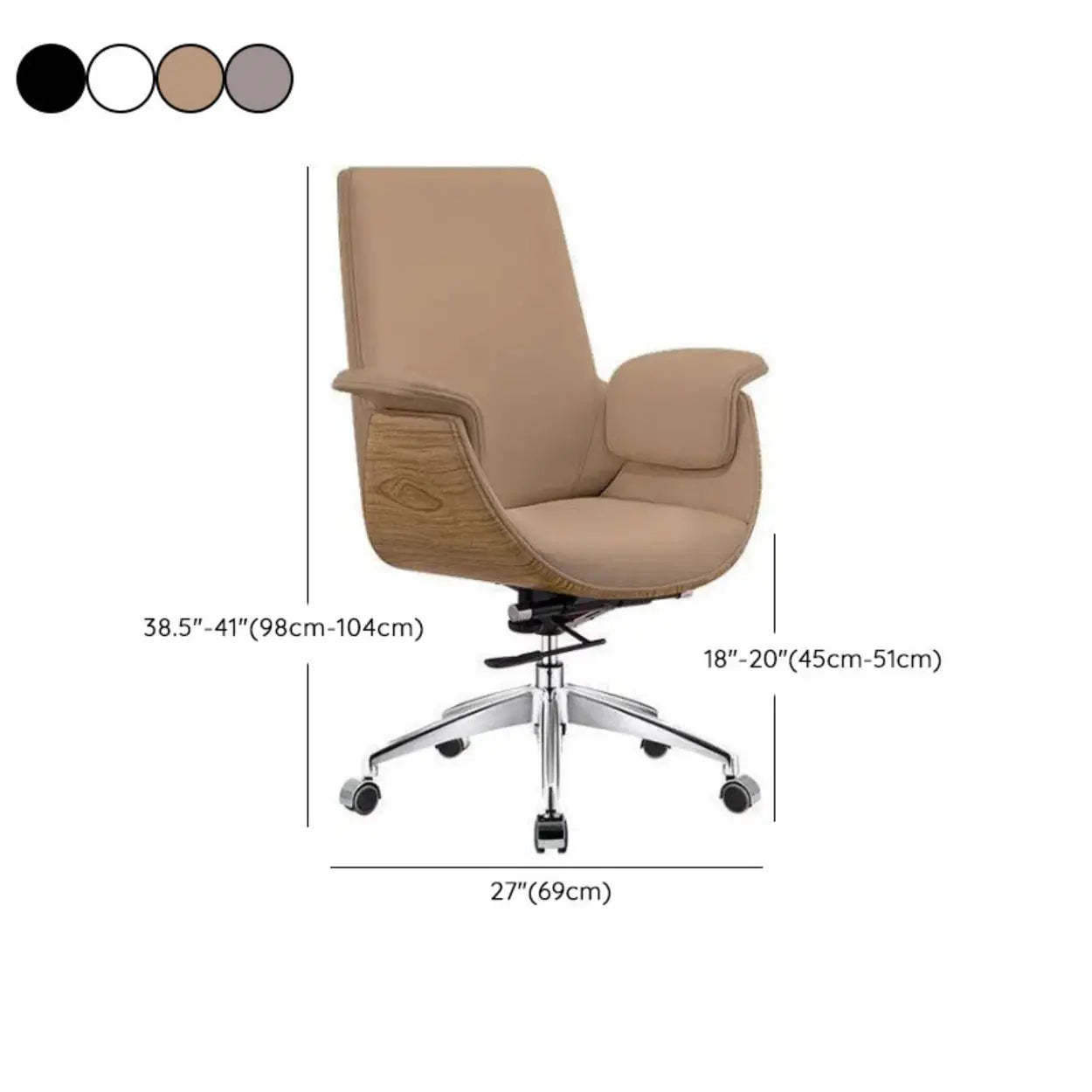 Gray Tilt Adjustable Executive Swivel PU Office Chair — Khaki