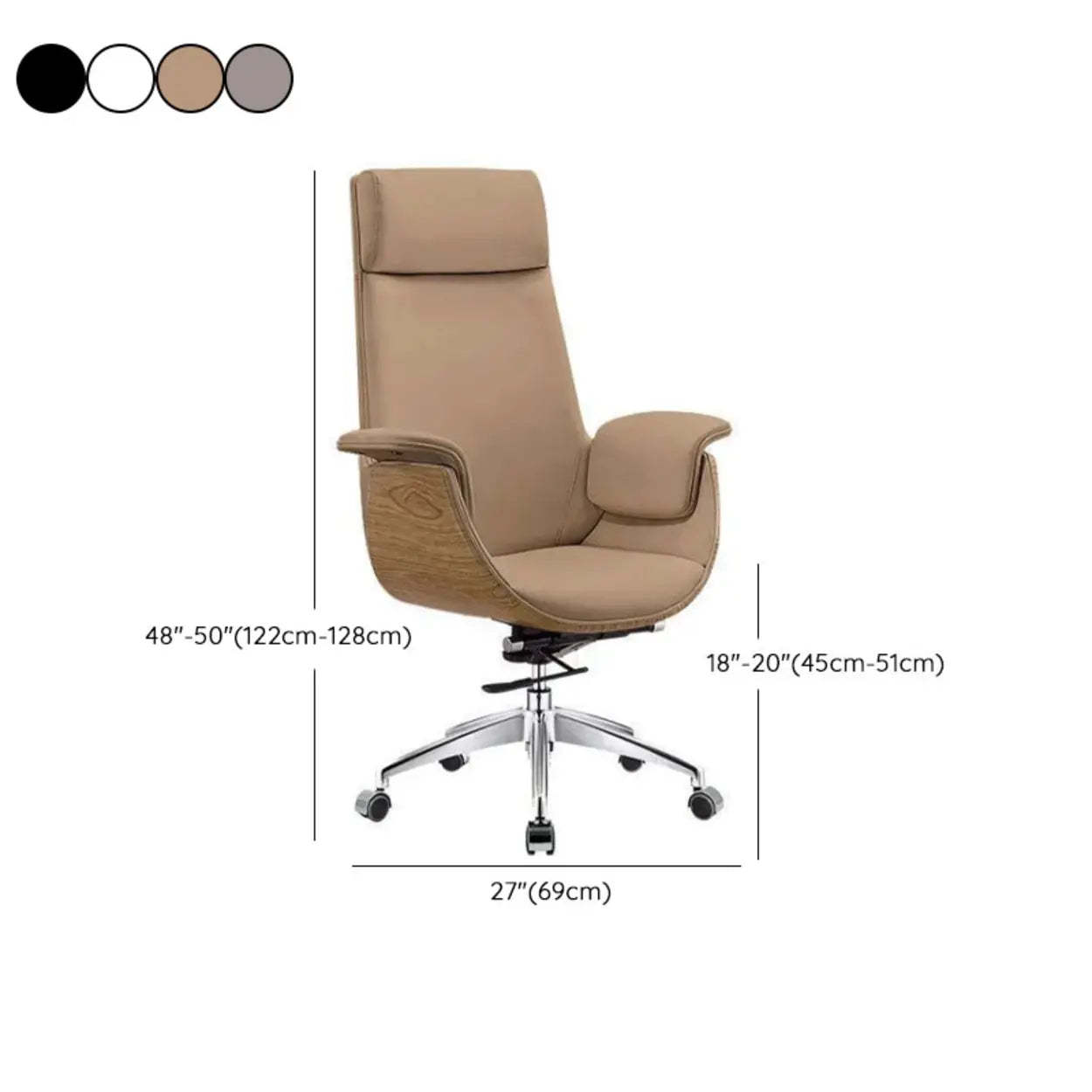 Gray Tilt Adjustable Executive Swivel PU Office Chair — Light Grey