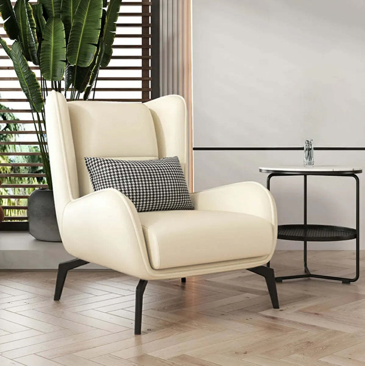 Gray Water Resistant Leather Flared Arm Wingback Chair