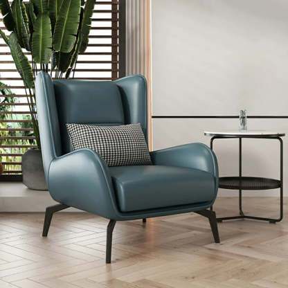 Gray Water Resistant Leather Flared Arm Wingback Chair