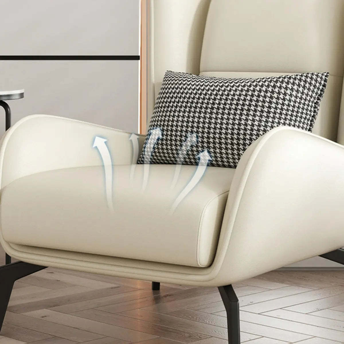 Gray Water Resistant Leather Flared Arm Wingback Chair