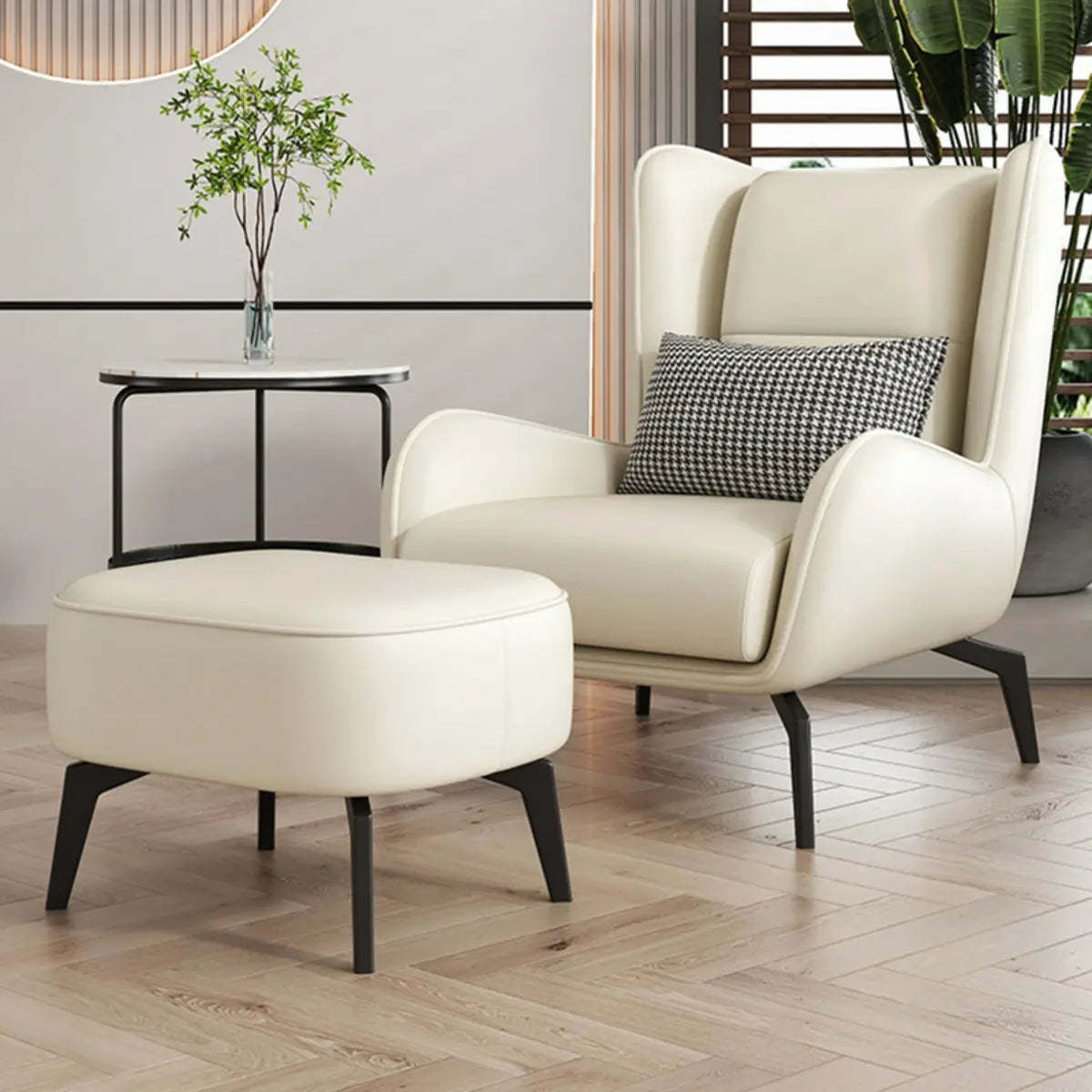 Gray Water Resistant Leather Flared Arm Wingback Chair