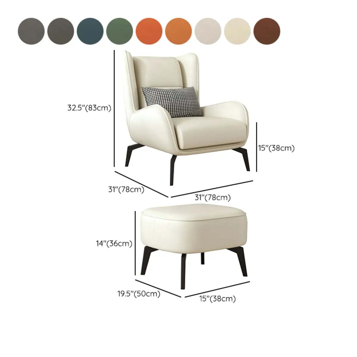 Gray Water Resistant Leather Flared Arm Wingback Chair