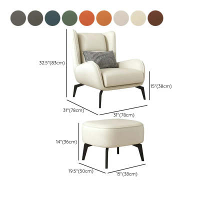 Gray Water Resistant Leather Flared Arm Wingback Chair