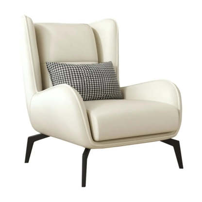 Gray Water Resistant Leather Flared Arm Wingback Chair — Accent Chair / Orange / Nappa