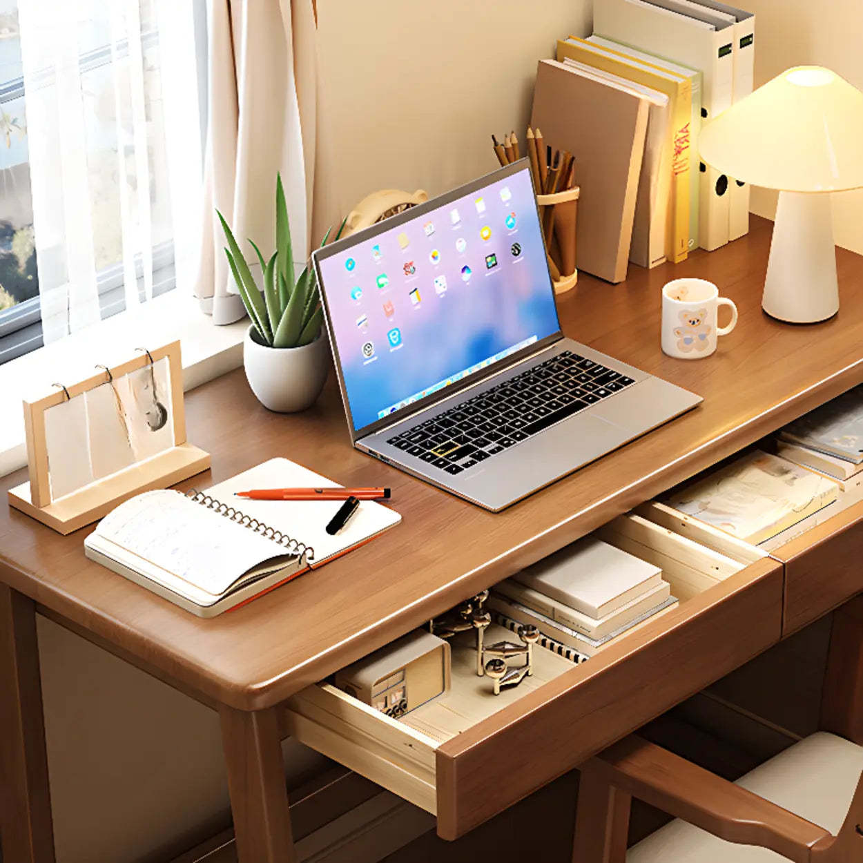 Gray Wood Rectangular Butcher Block Writing Desk — Grey / Table Only
