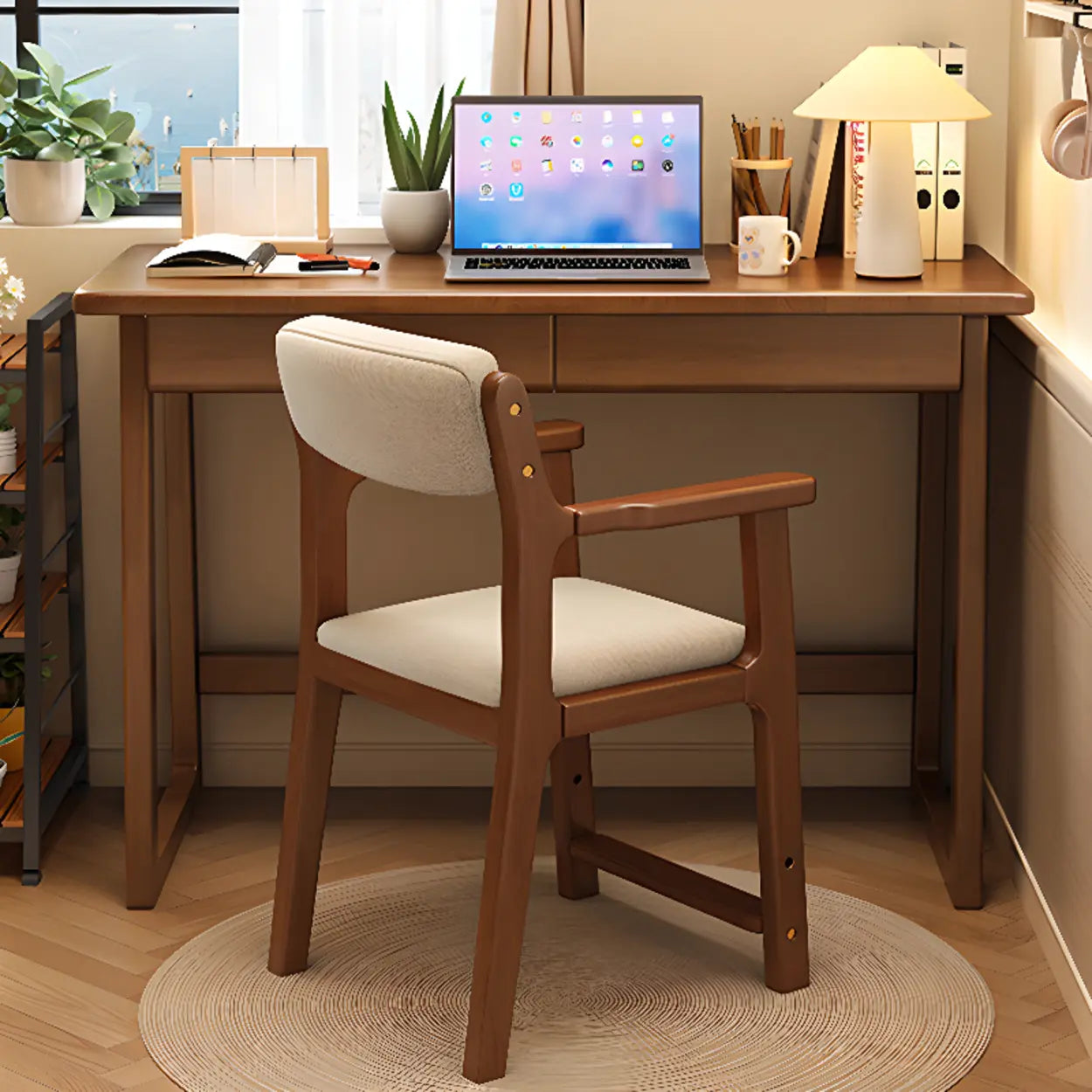 Gray Wood Rectangular Butcher Block Writing Desk — Natural Finish / Table Only