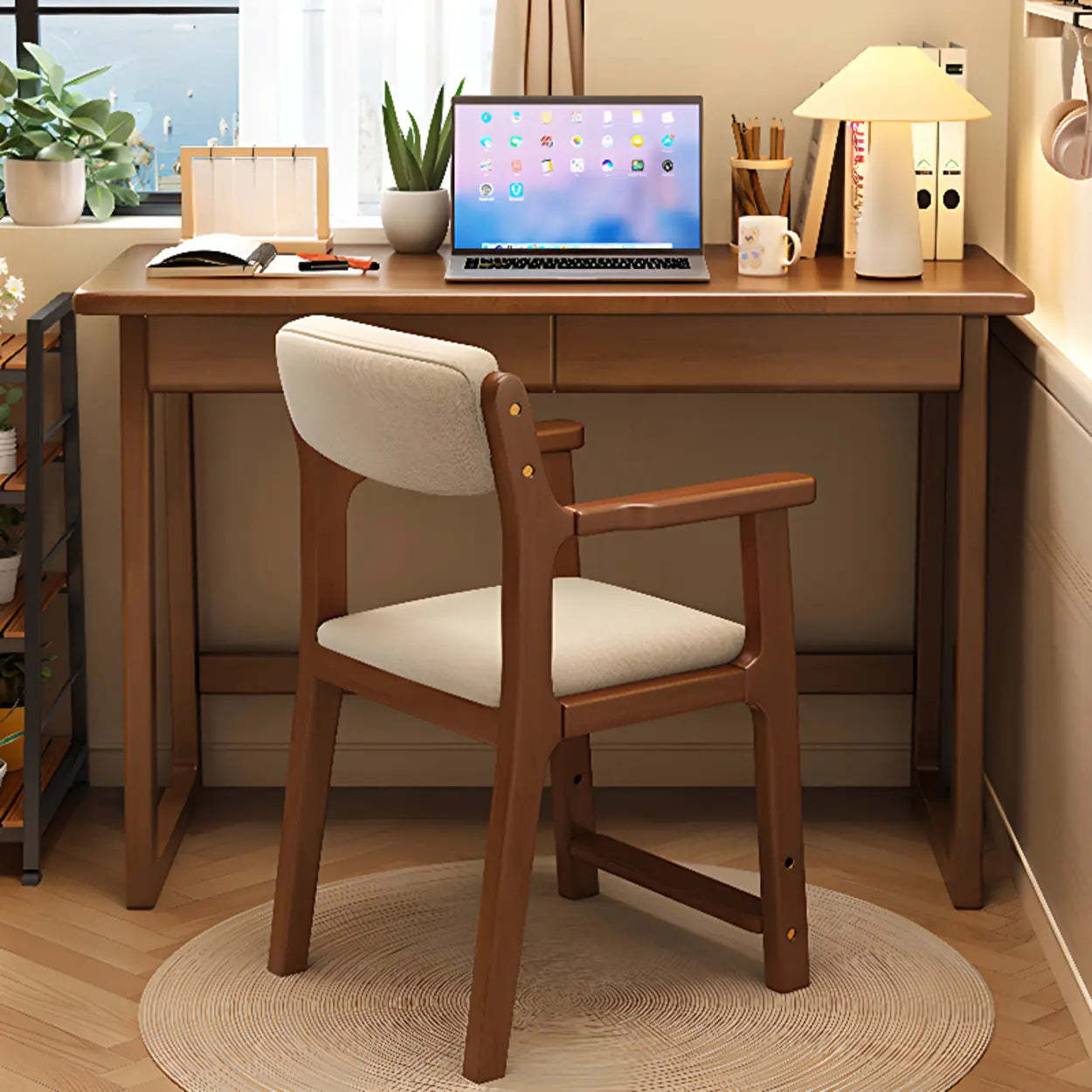Gray Wood Rectangular Butcher Block Writing Desk — Natural Finish / Table Only