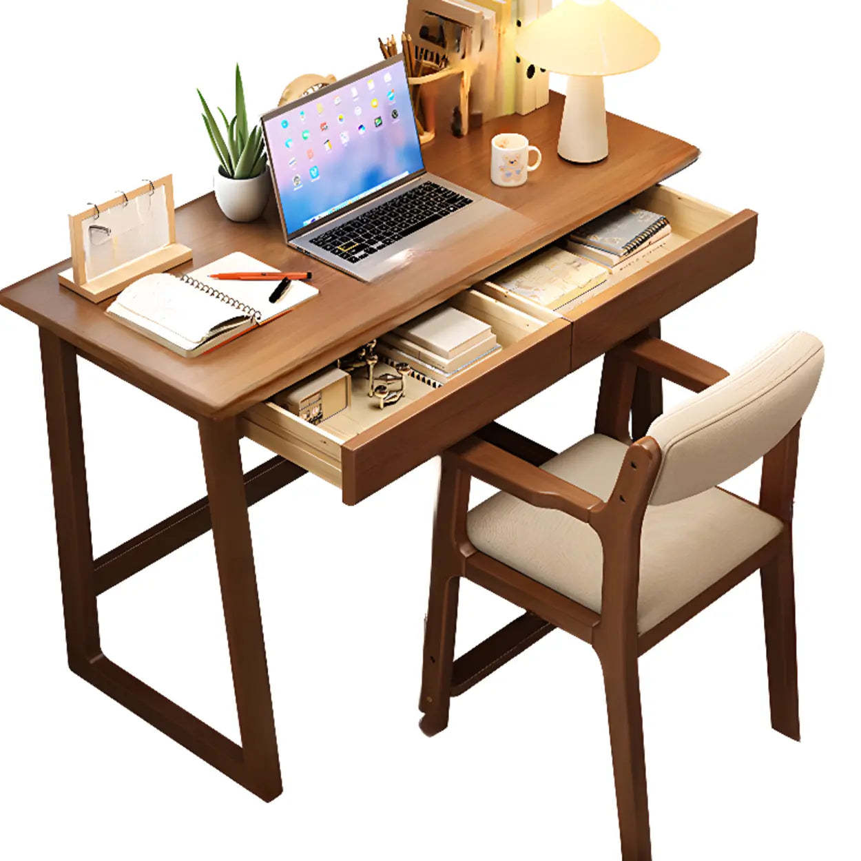 Gray Wood Rectangular Butcher Block Writing Desk — Walnut / Table Only