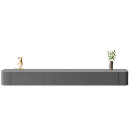 Gray Wood Floating Rectangle TV Stand — Grey / Solid Wood & Slate