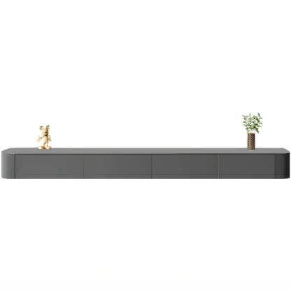 Gray Wood Floating Rectangle TV Stand — White / Solid Wood