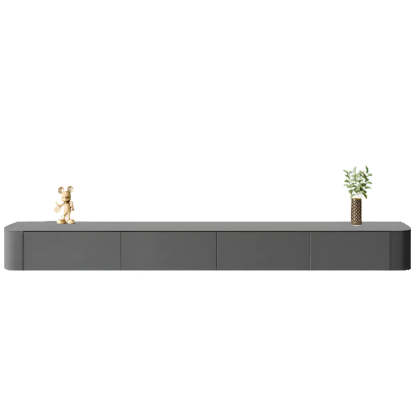 Gray Wood Floating Rectangle TV Stand — White / Solid Wood